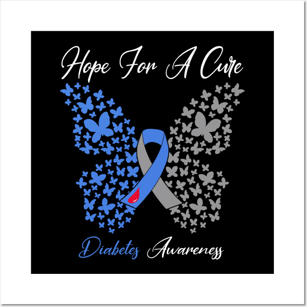 Hope For A Cure Butterfly Gift  diabetes 2 Wall Art by HomerNewbergereq